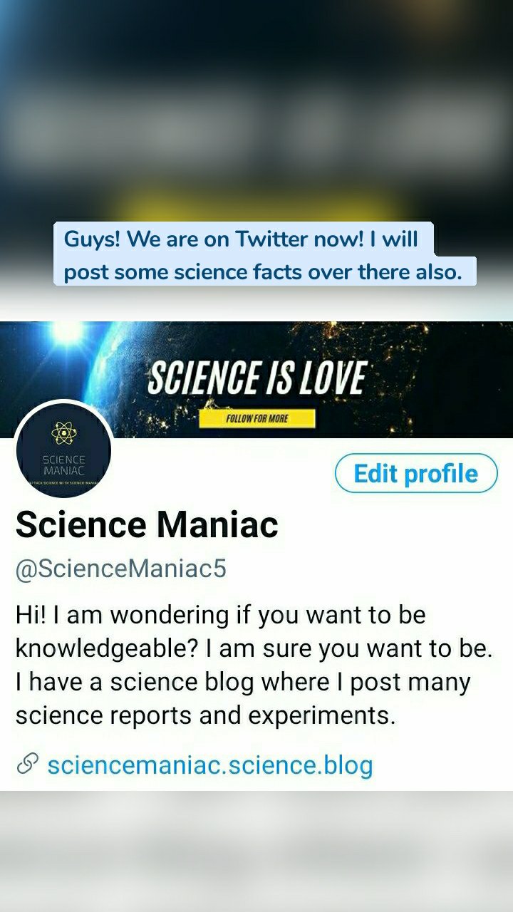 Guys! We are on Twitter now! I will post some science facts over there also. 